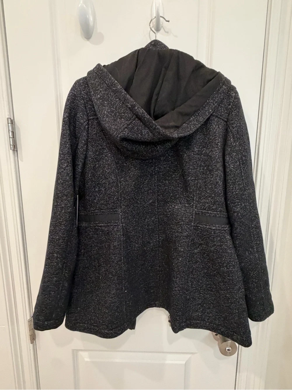 NWT Liz Claiborne Womens Hooded Wool-Blend Coat Charcoal Gray